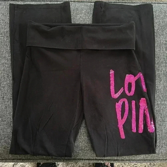 Rare Vintage Limited Edition Chicago Rhinestone fold over yoga pants VS - Picture 3 of 5